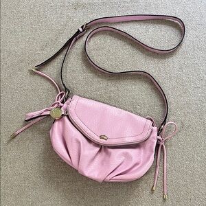 Juicy Couture Pink Pebbled Leather Crossbody with Tassel Charm